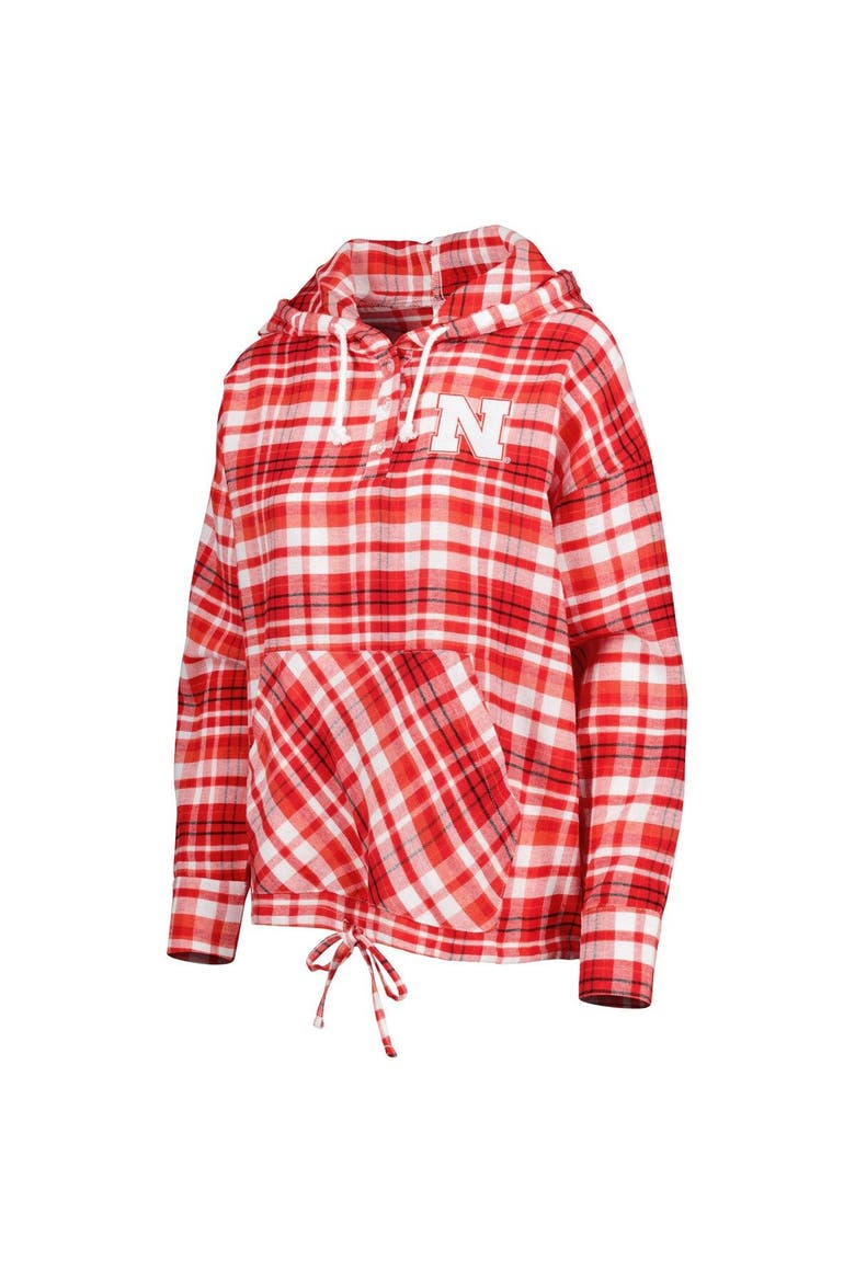 Women's Concepts Sport Scarlet Nebraska Huskers Mainstay Lightweight Flannel Plaid Pullover Hoodie, Alternate, color, Scarlet