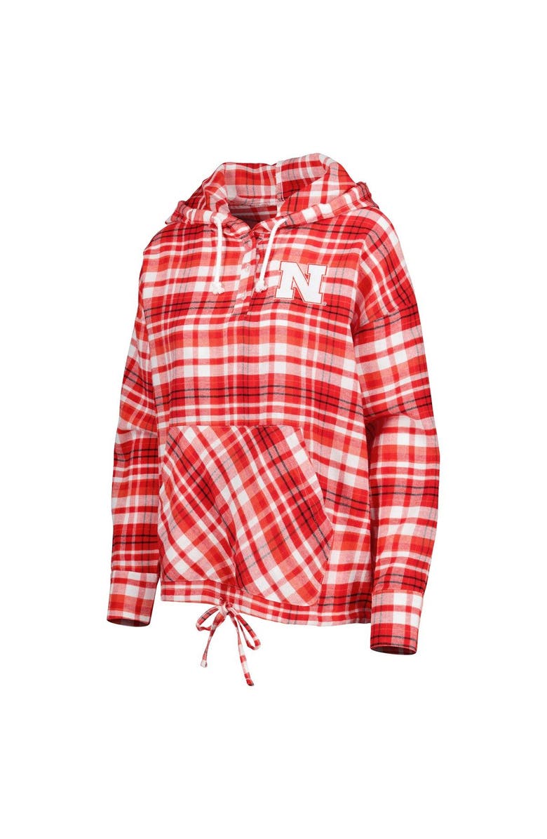 CONCEPTS SPORT Women's Concepts Sport Scarlet Nebraska Huskers Mainstay Lightweight Flannel Plaid Pullover Hoodie, Alternate, color,