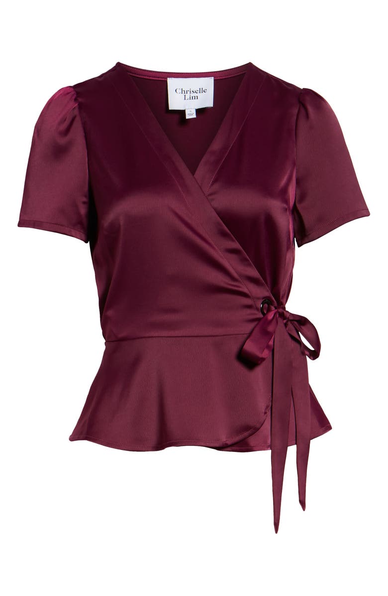 CHRISELLE LIM COLLECTION Chriselle Lim Wren Satin Wrap Top, Alternate, color,