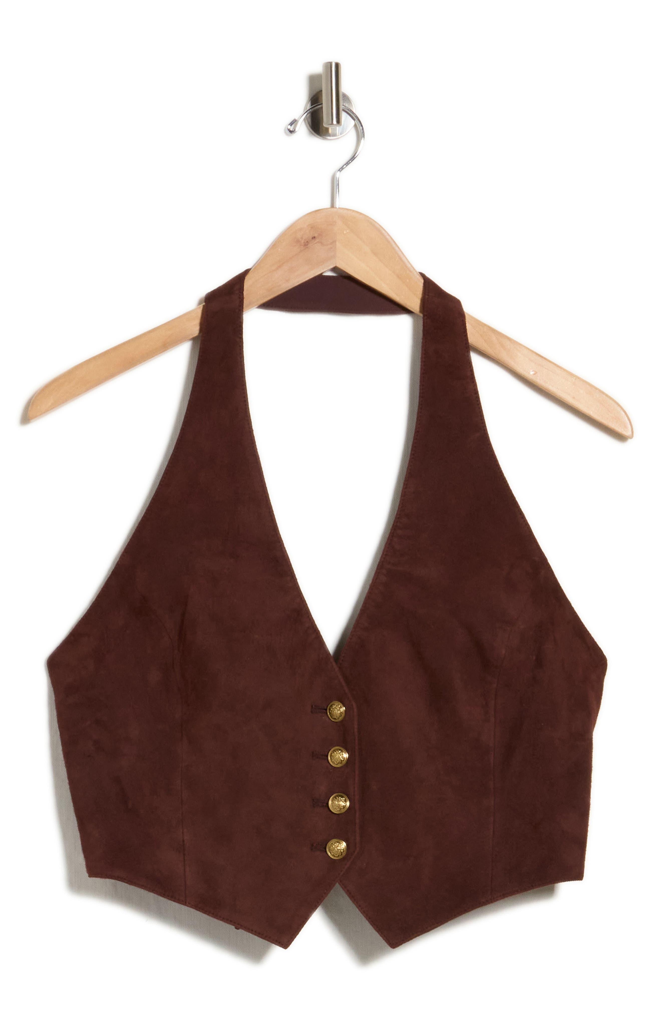 Crosby Suede Deep V Halter Vest