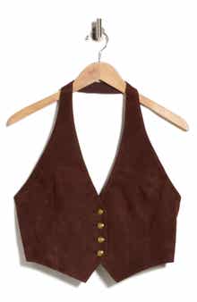Crosby Suede Deep V Halter Vest