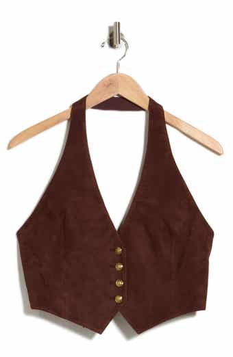 Crosby Suede Deep V Halter Vest