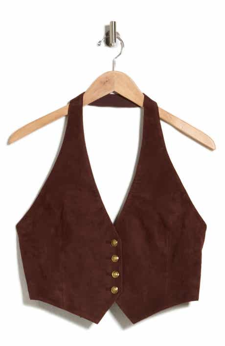 Crosby Suede Deep V Halter Vest