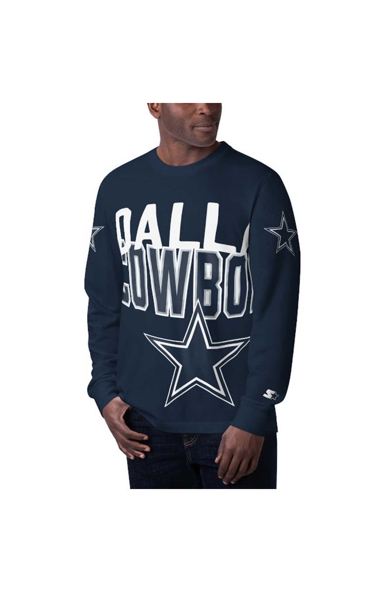 STARTER Men's Starter Navy Dallas Cowboys Clutch Hit Long Sleeve T-Shirt, Alternate, color, 
