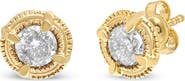 Haus of Brilliance 14K Yellow Gold Plated Silver 1-1/2 Ct Diamond Solitaire Milgrain Stud Earrings