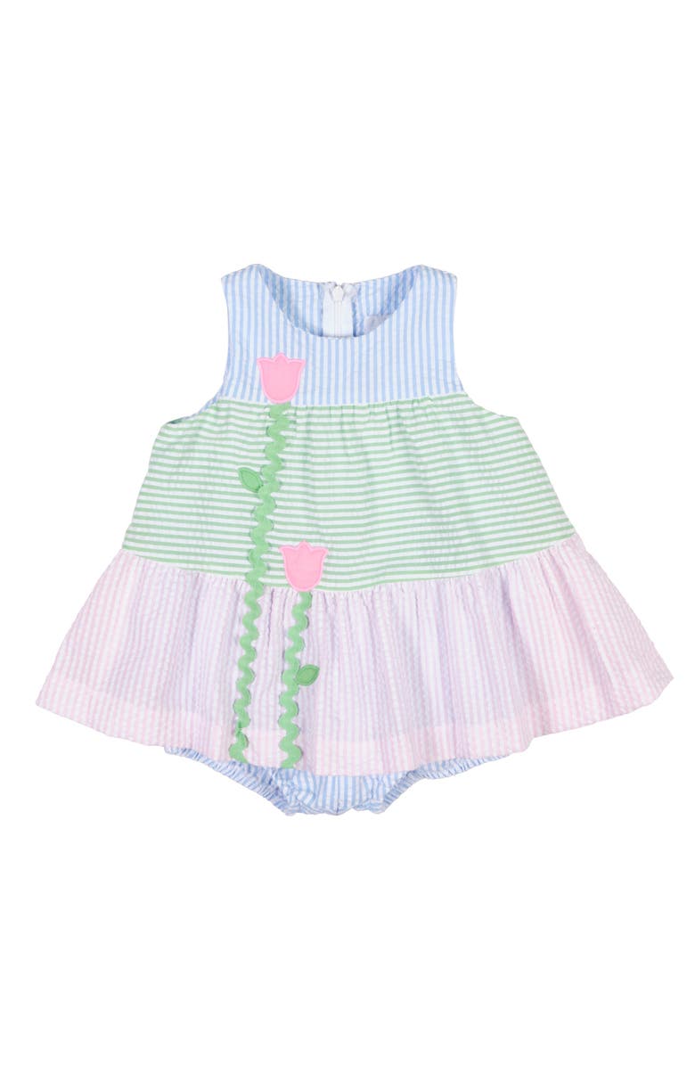 Florence Eiseman Seersucker Romper With Tulips, Main, color, Multi