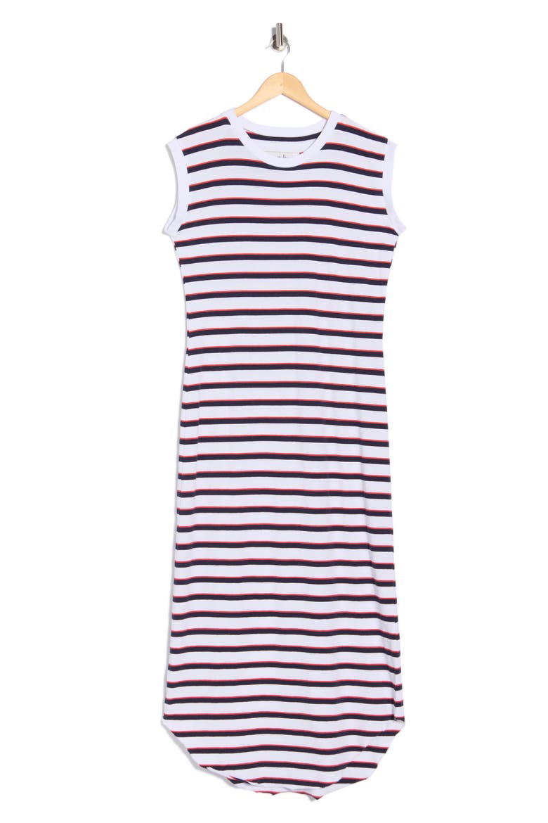 Cory Muscle Tee Maxi Dress, Alternate, color, RED NAVY / WHITE