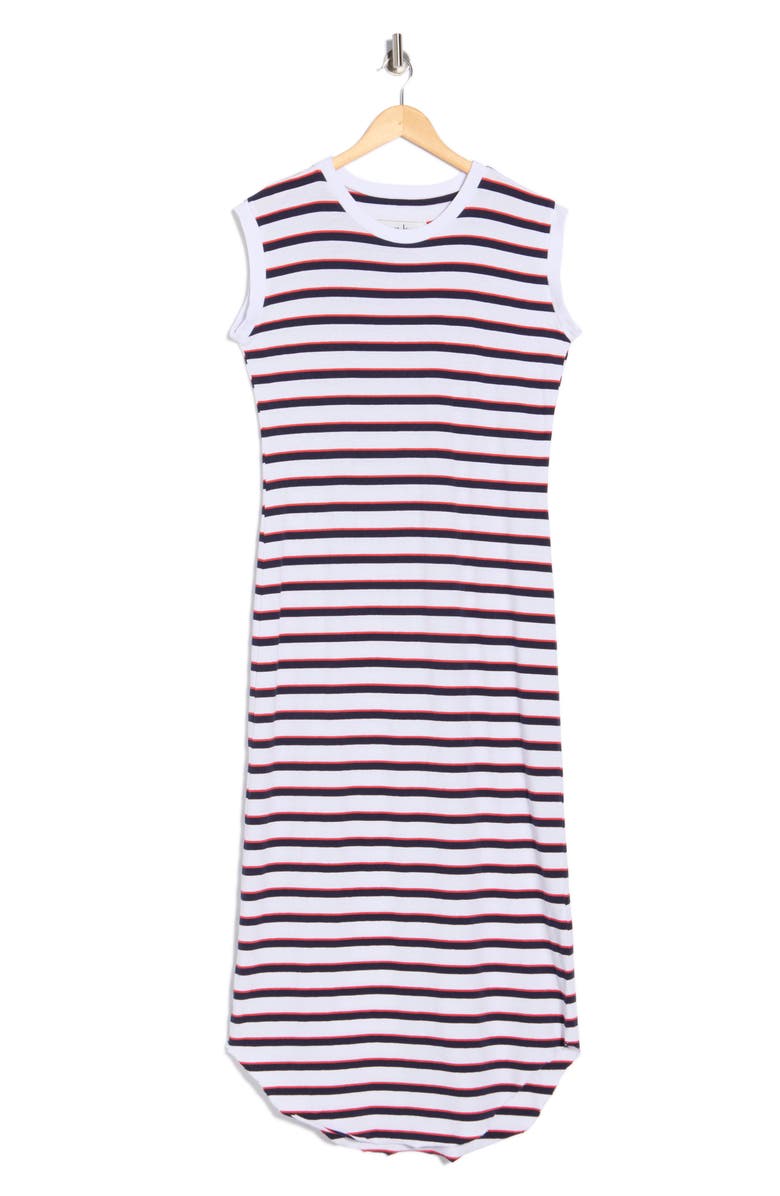 Frank & Eileen Cory Muscle Tee Maxi Dress, Alternate, color, Red Navy / White