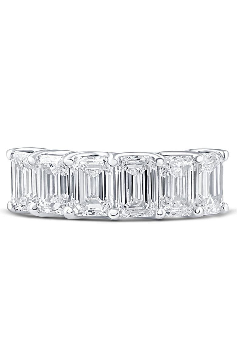 6Ct TW Emerald Cut Diamond Ring U Prong Lab Grown 14k or Gold, Alternate, color, 14k White Gold