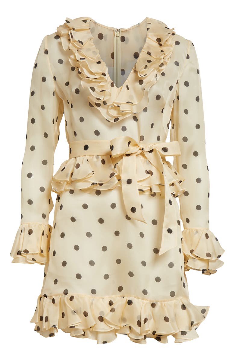 Valentino Garavani Polka Dot Long Sleeve Sheer Silk Organza Minidress, Main, color, 