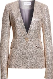 ST. JOHN Luxe Sequin Inset Shawl Jacket