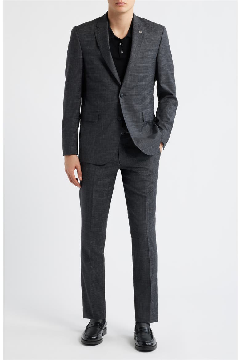 Ross Slim Fit Screen Check Suit, Main, color, BLACK