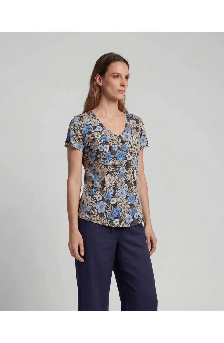 Lords of Harlech Tropical Mix Womens V-neck Printed Top, Alternate, color, Tropical Mix Black