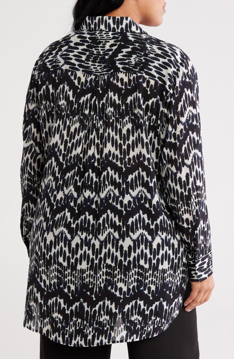 Universal Standard Toni Print High-Low Tunic Top, Alternate, color, Navy Paint Print