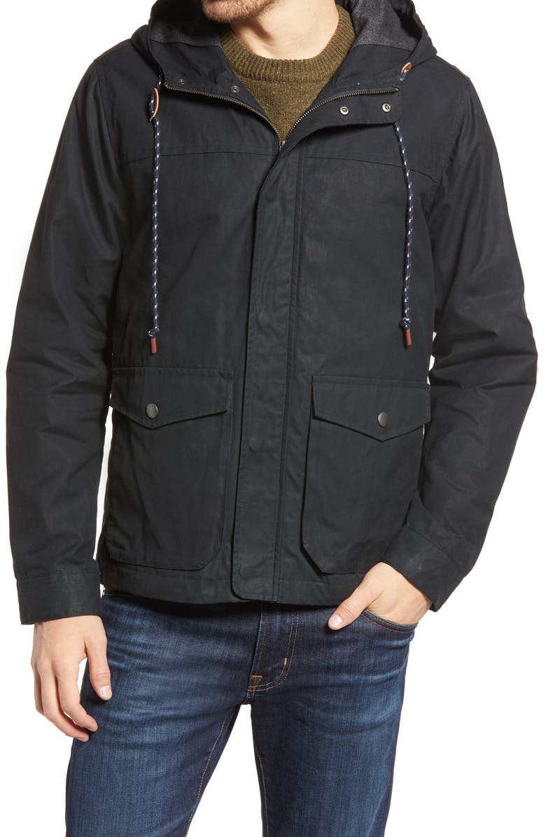 Bridge & Burn BRIDGE AND BURN Marshall Water Resistant Waxed Cotton HoodedJacket, Alternate, color,