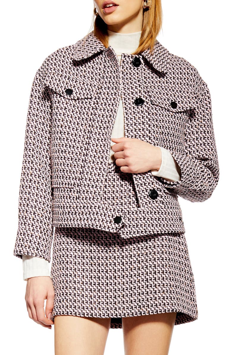Topshop Dixie Textured Bouclé Jacket, Main, color, 