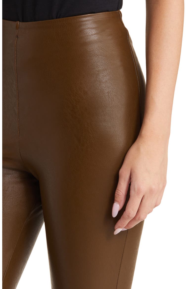 Faux Leather Flare Crop Pull-On Pants, Alternate, color, CADET