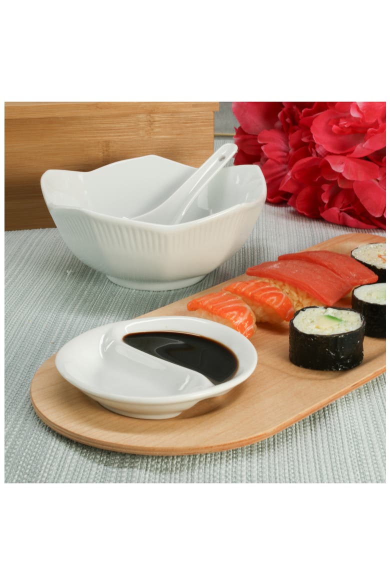 Set of 6 Lotus Bowls, Alternate, color, WHITE