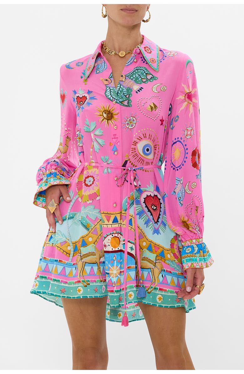 Camilla SHIFT SHIRT DRESS RAINBOW ROADS, Alternate, color, 