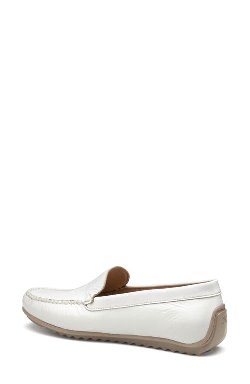 Johnston & Murphy Melanie Venetian Loafer In White Crinkled Patent Leather