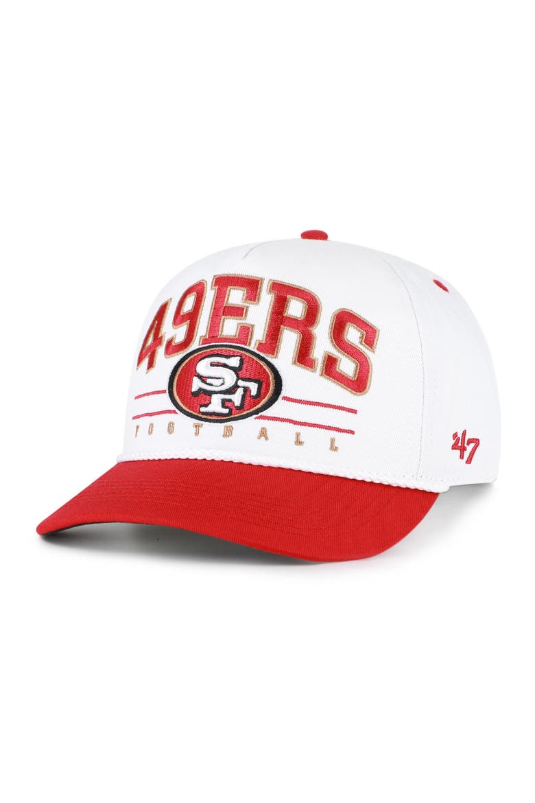 Men's '47 White/Scarlet San Francisco 49ers Relaxed Roscoe Hitch Adjustable Hat, Main, color, White