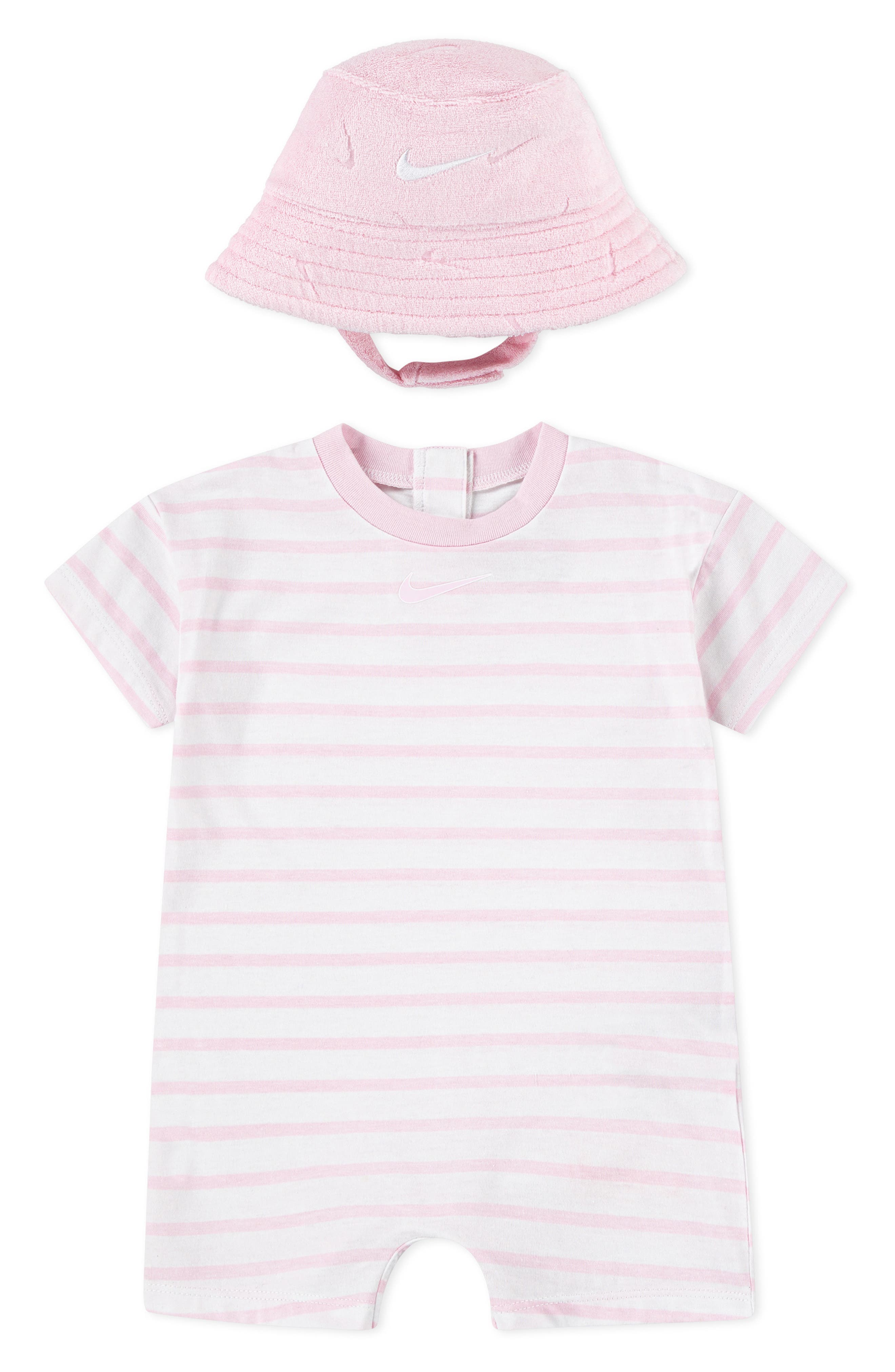 Nike Cotton Blend Terry Romper & Hat Set