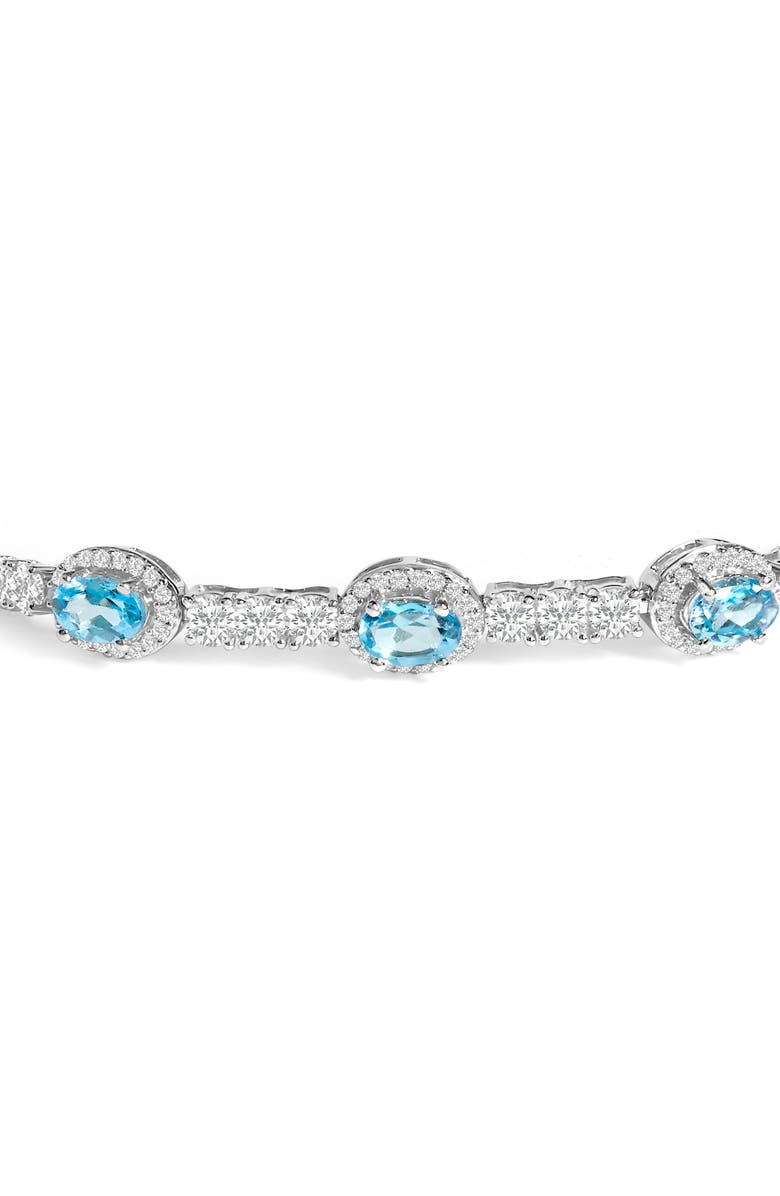 Haus of Brilliance .925 Sterling Silver Swiss Blue Topaz and White Sapphire Bolo Bracelet, Alternate, color, White