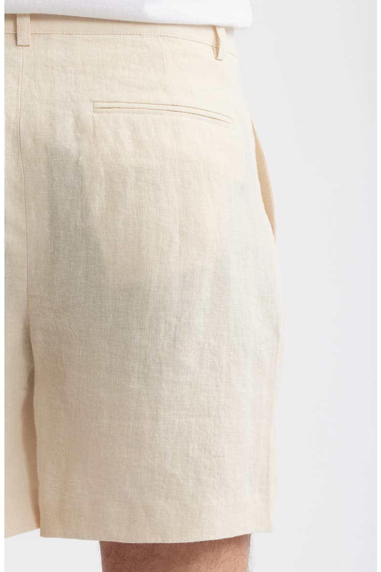 Pleated Linen Shorts, Alternate, color, CREAM