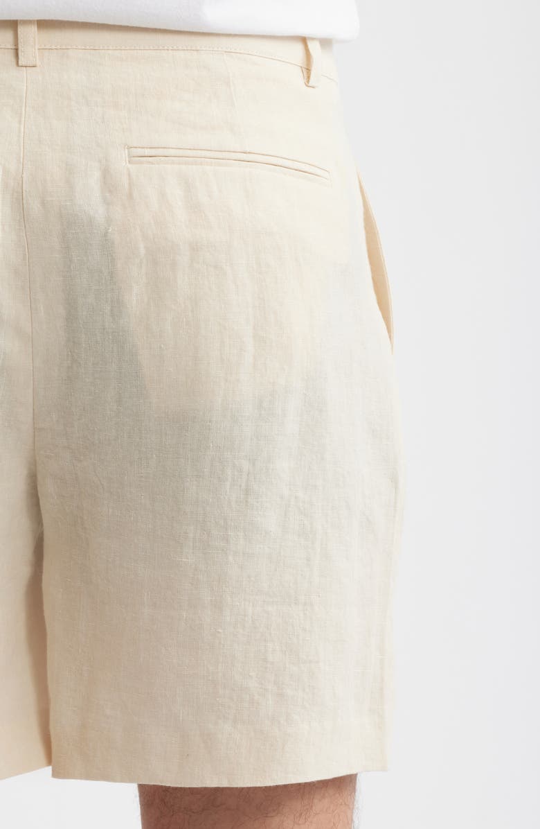 Percival Pleated Linen Shorts, Alternate, color, Cream