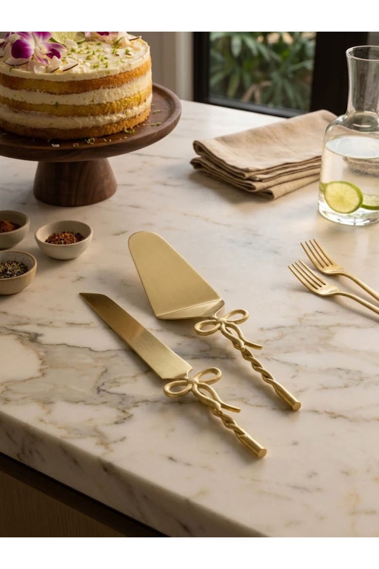 Imperial Cake Servers, Alternate, color, Gold