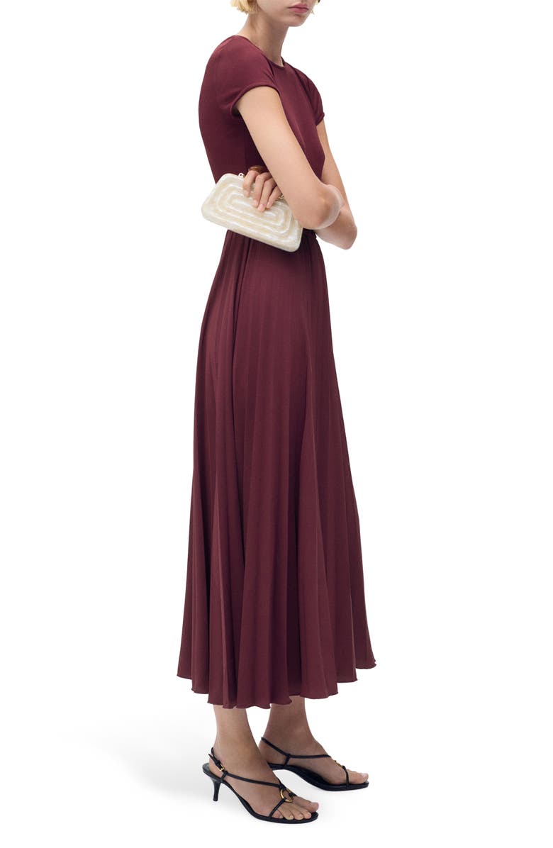 MANGO Pleated A-Line Dress, Alternate, color, Burgundy