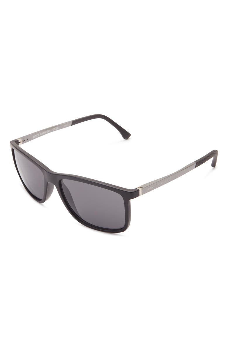 Vince Camuto Rectangular Sunglasses, Alternate, color, Matte Black