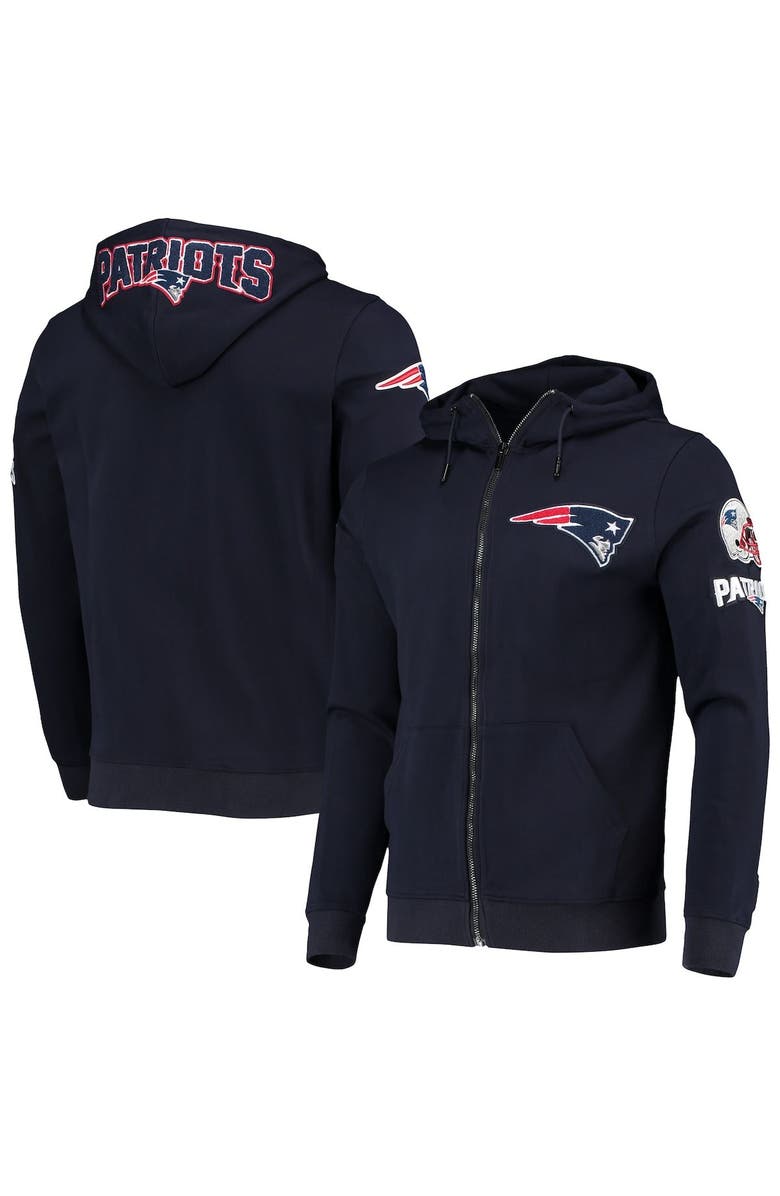 PRO STANDARD Men's Pro Standard Navy New England Patriots 4-Hit Full-Zip Hoodie, Main, color,
