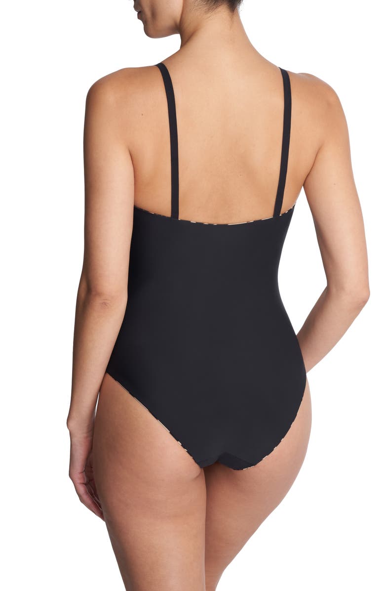 Natori Riviera Reversible One-Piece Swimsuit, Alternate, color, Leopard/ Black