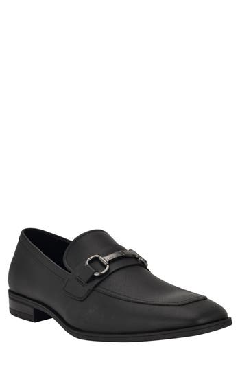 Calvin Klein Manik Buckle Saffiano Loafer In Black