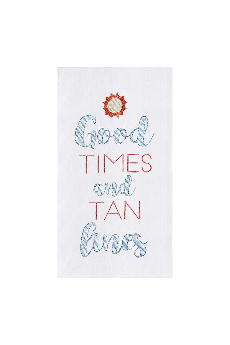 Good Times Tan Lines Flour Sack Cotton Kitchen Towel, Main, color, White