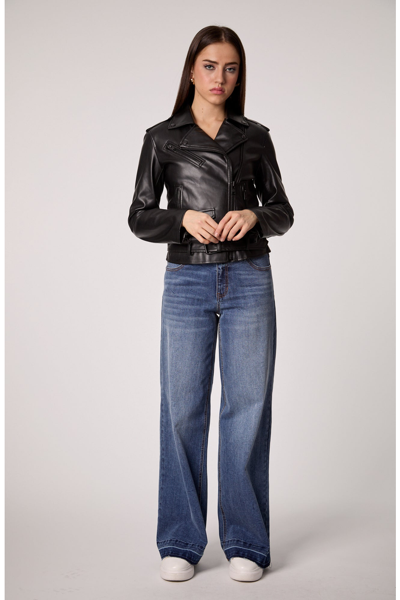Classic Moto UNreal Leather Jacket, Alternate, color, Black