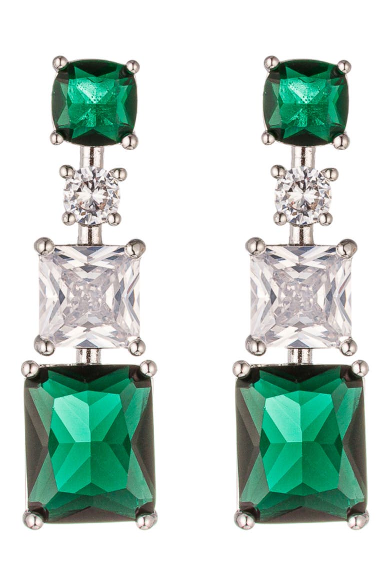 Maja Cubic Zirconia Drop Earrings, Main, color, SILVER