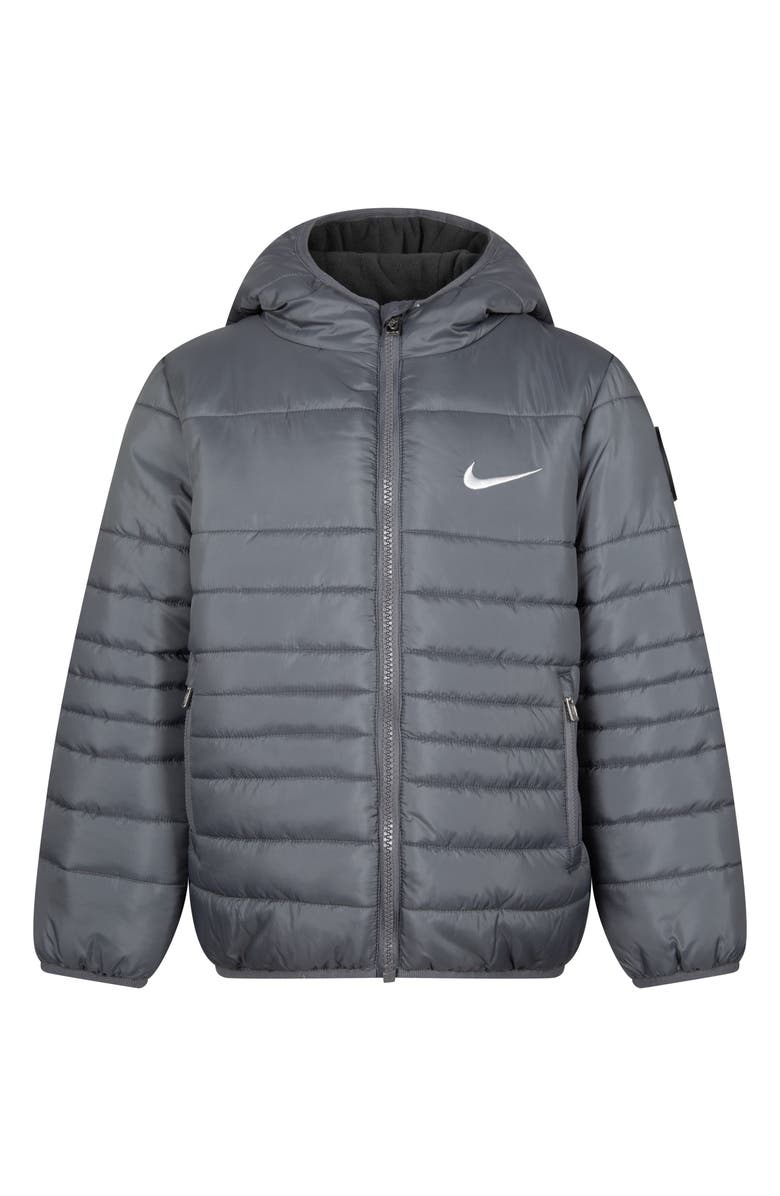 Nike Kids' Midweight Hooded Puffer Jacket, Main, color, Smoke Grey
