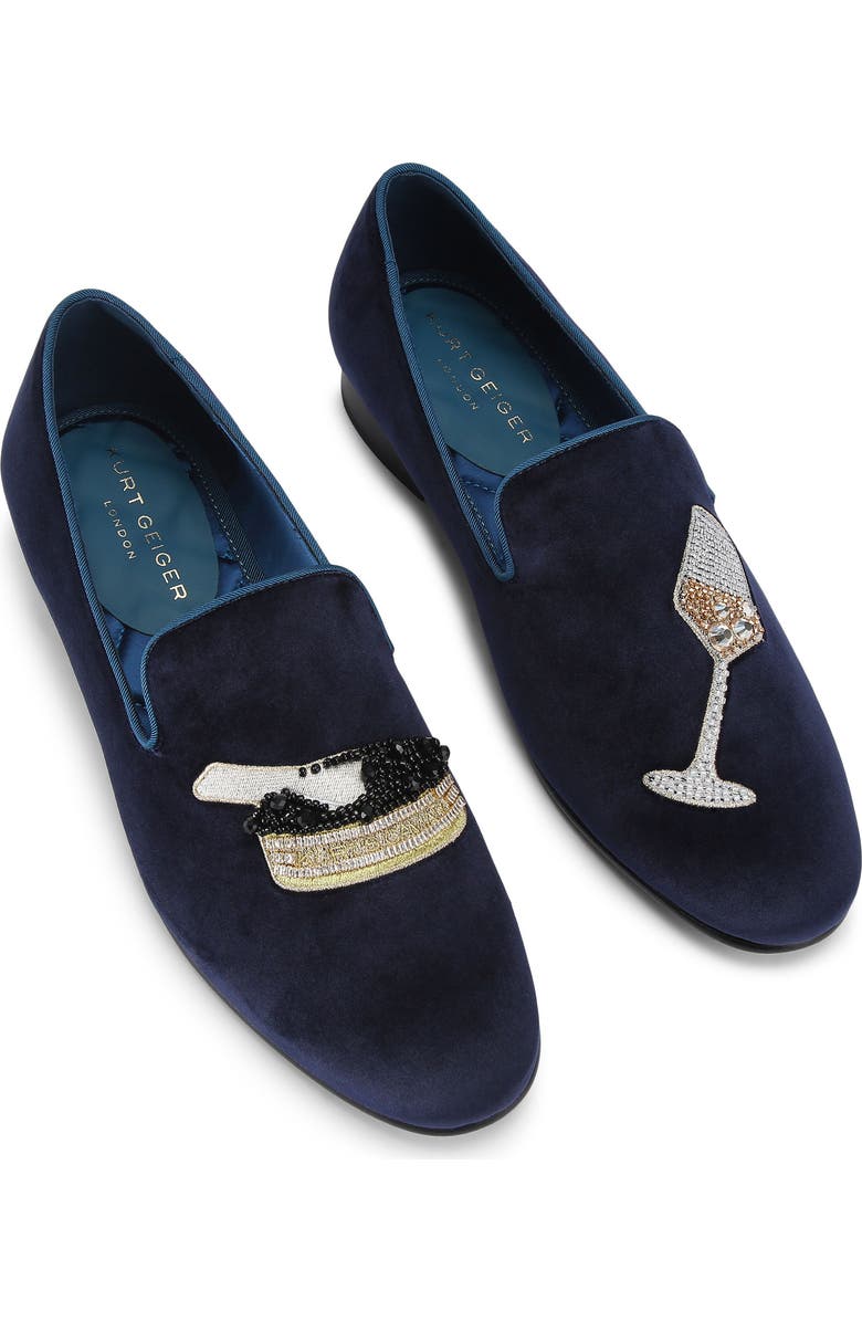 Kurt Geiger London Ace Velvet Loafer, Main, color, Navy
