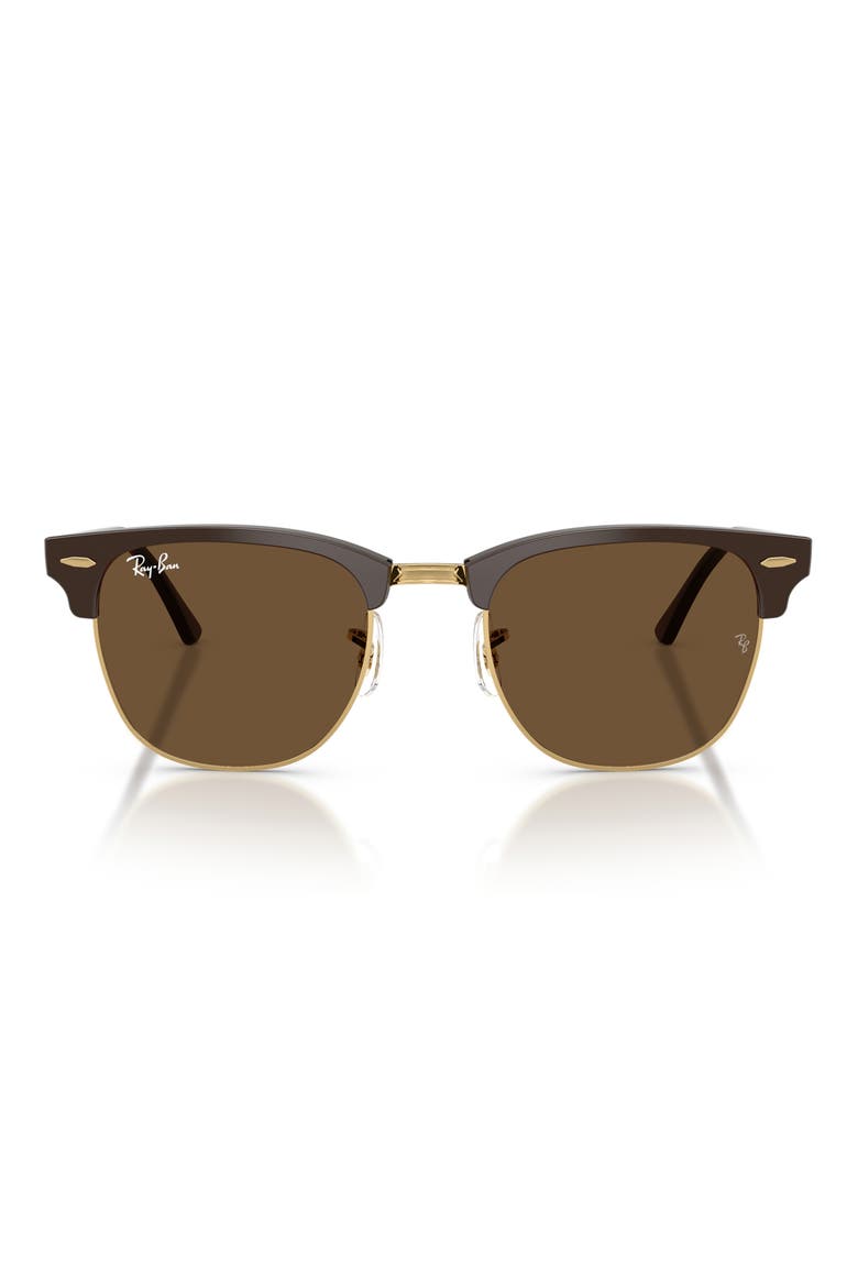 Clubmaster 51mm Square Sunglasses, Main, color, BROWN ON GOLD / DARK BROWN