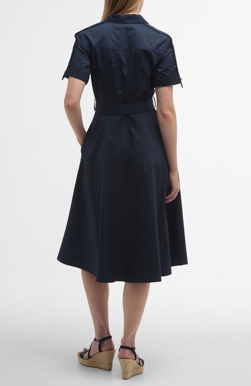 Barbour Ivy Short Sleeve Cotton Sateen Shirtdress In Dark Navy