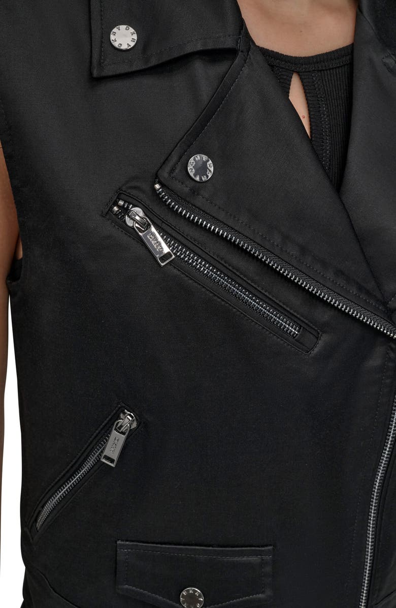 DKNY Faux Leather Moto Vest, Alternate, color, 