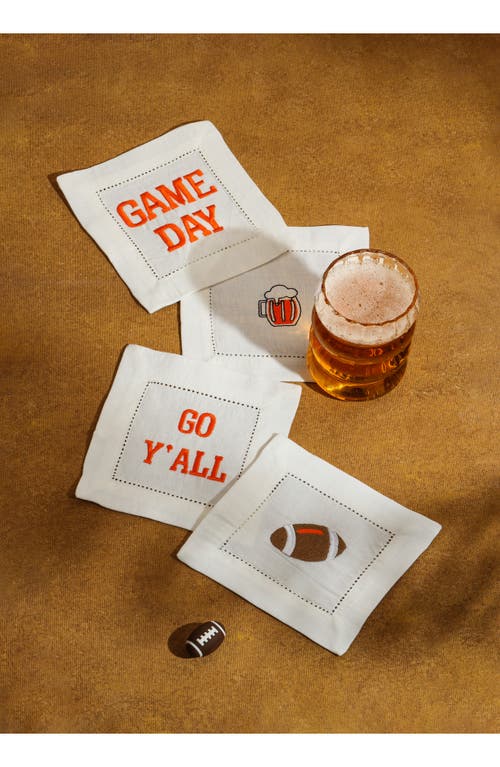 Tiramisu Set Of 4 Football Fever Cocktail Napkins In Orange