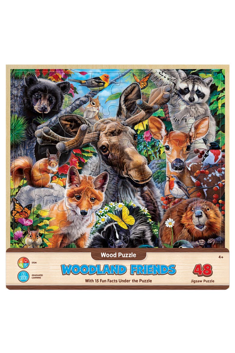 Woodland Friends 48 Piece Wood Puzzle, Main, color, Multicolor