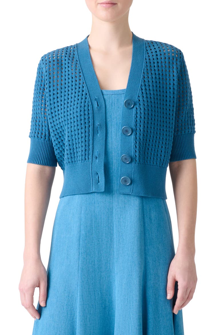 Chunky Mesh Cardigan, Main, color, MEDIUM BLUE