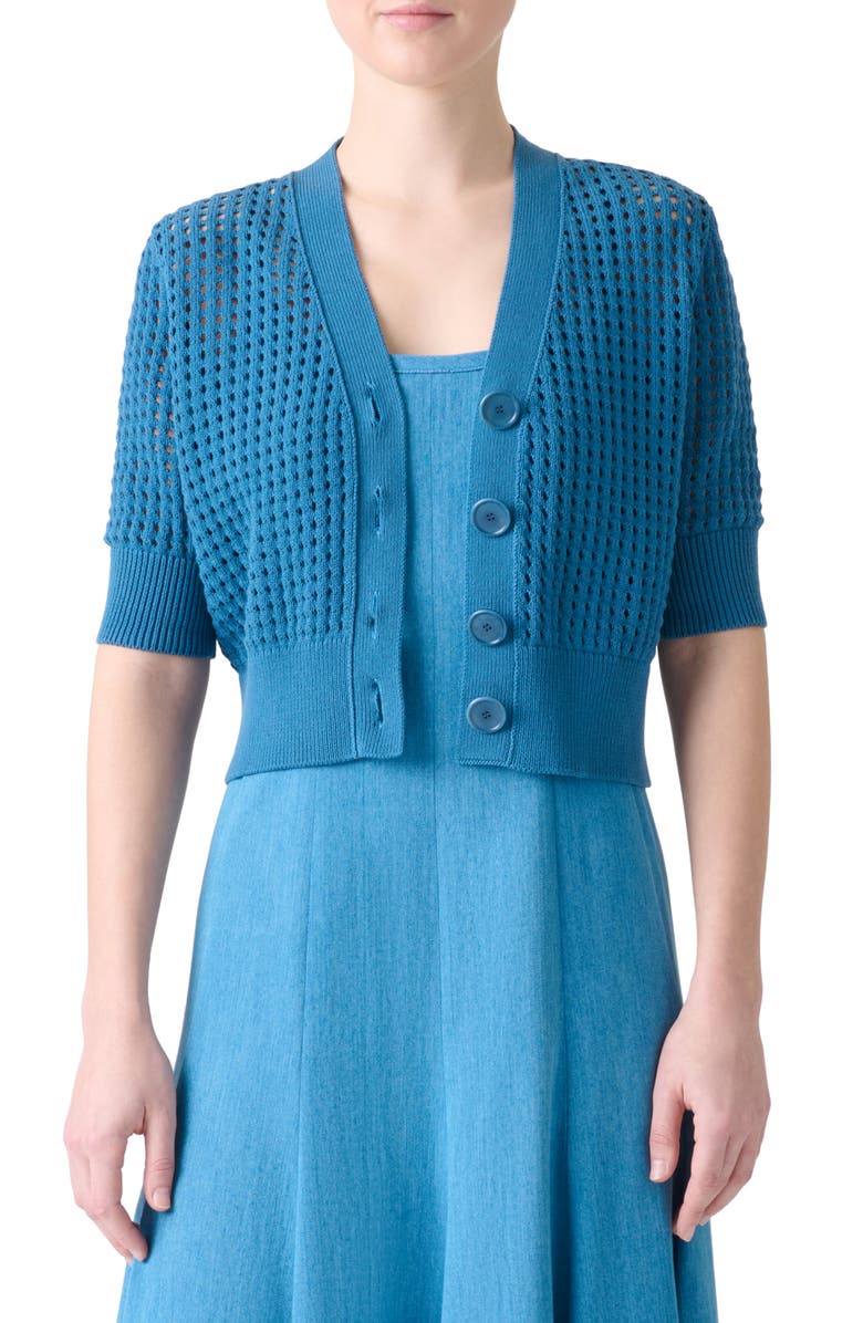 Akris punto Chunky Mesh Cardigan, Main, color, Medium Blue