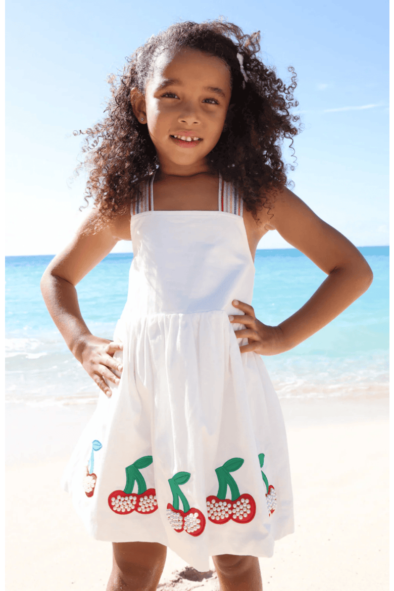 Sweet Cherry Summer Dress, Alternate, color, White