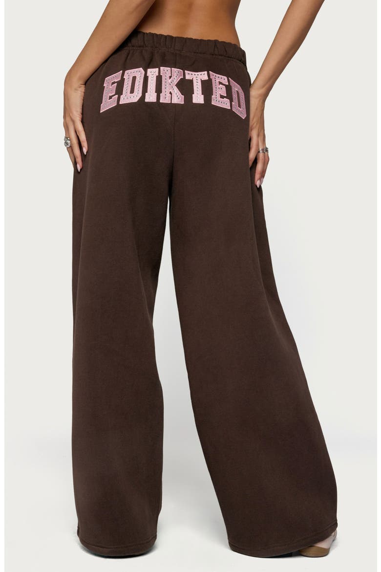 Glow Rhinestone Wide Leg Sweatpants, Alternate, color, BROWN