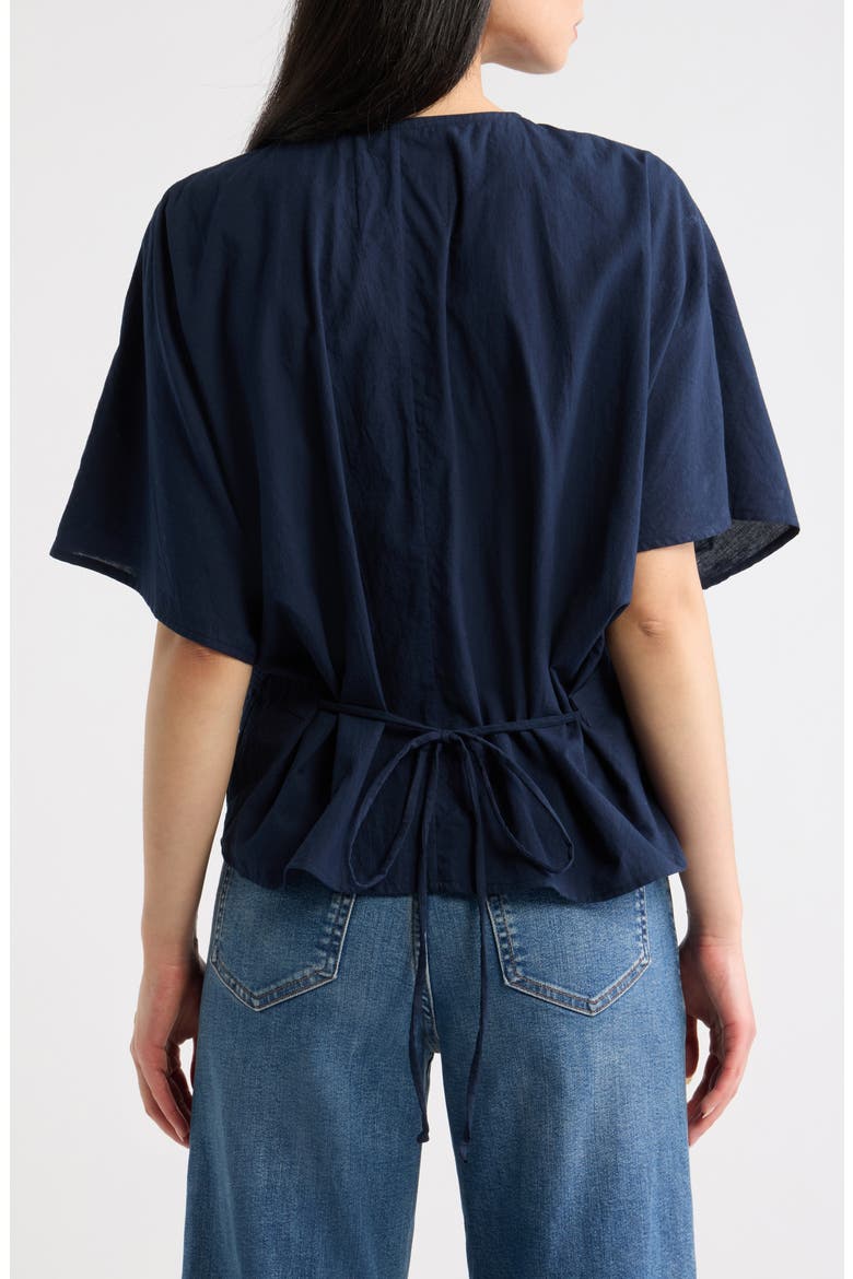 Embroidered Lace Short Sleeve Cotton Shirt, Alternate, color, NAVY VINTAGE LACE